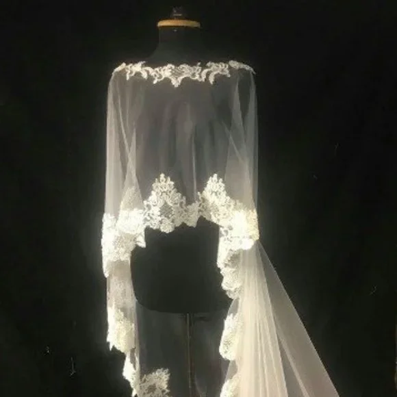 Accessories | Wedding Cape Veil Cover Up For Bride 12 Inches  display picture 3